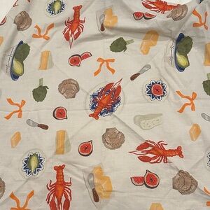 Lobster and Food Print Linen Scarf/Top